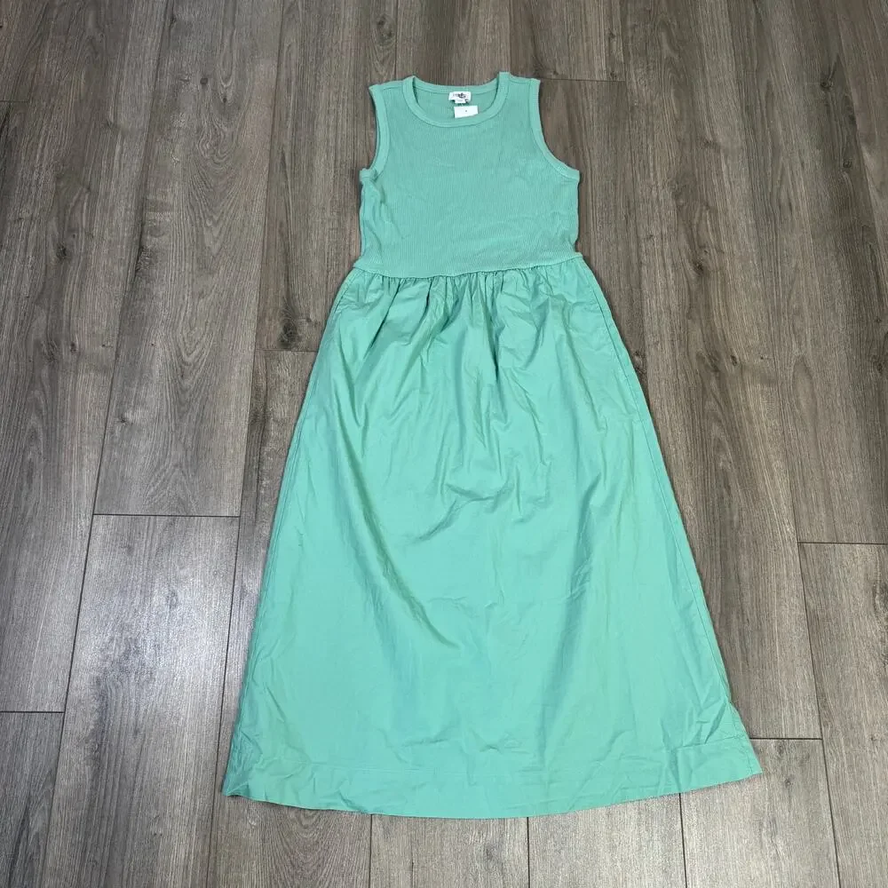 J.Crew Ribbed Knit Mixy Tank Midi Dress WMNS PS Eucalyptus Steam A-Line Pullover